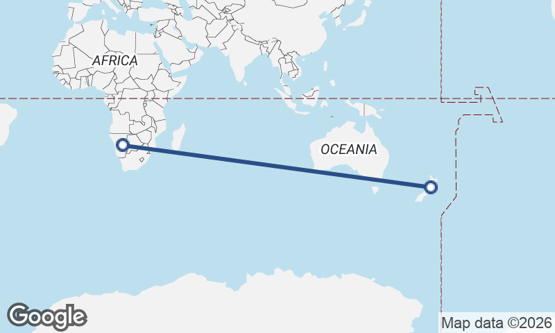 New Zealand to Namibia