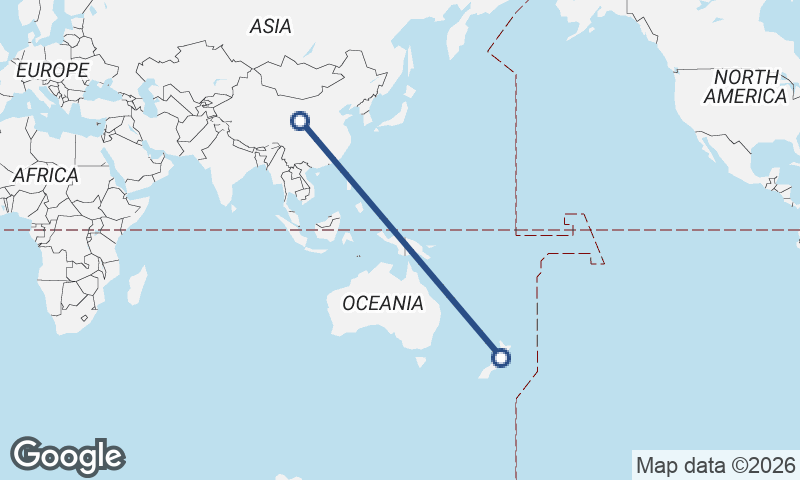New Zealand to China
