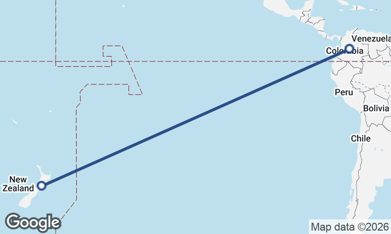 New Zealand to Colombia