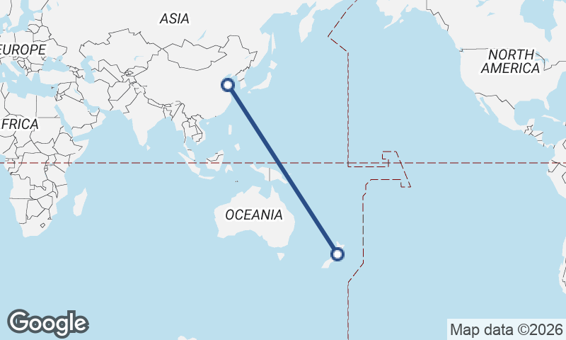 Wellington to Qingdao