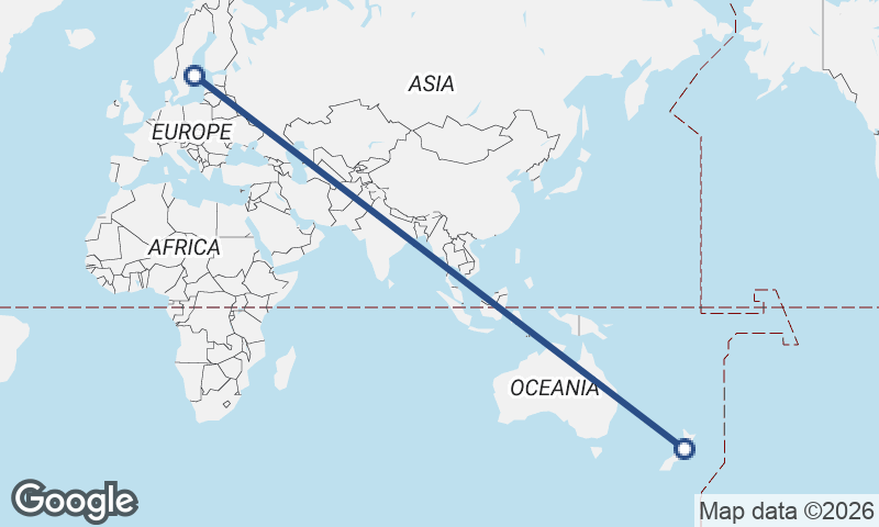 Wellington to Stockholm