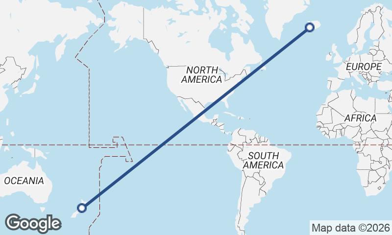 Wellington to Reykjavík