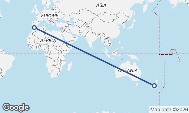 Christchurch to Tangier