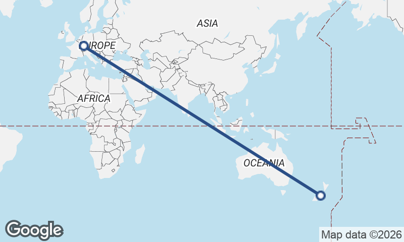 Christchurch to Strasbourg