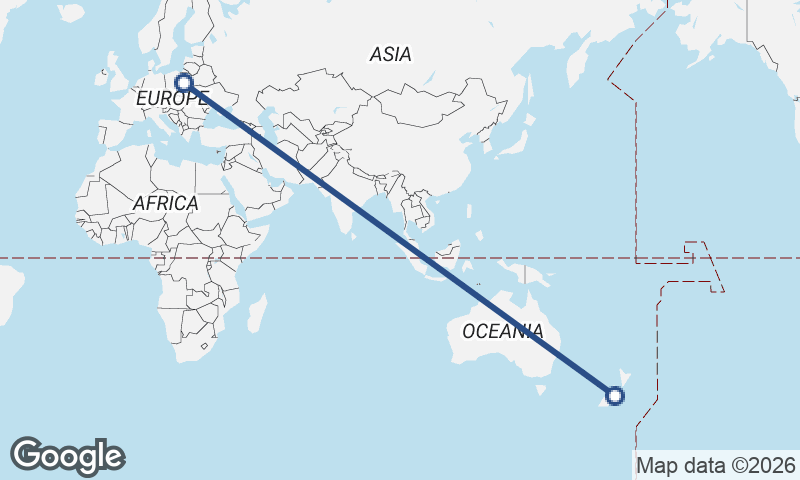 Christchurch to Warsaw
