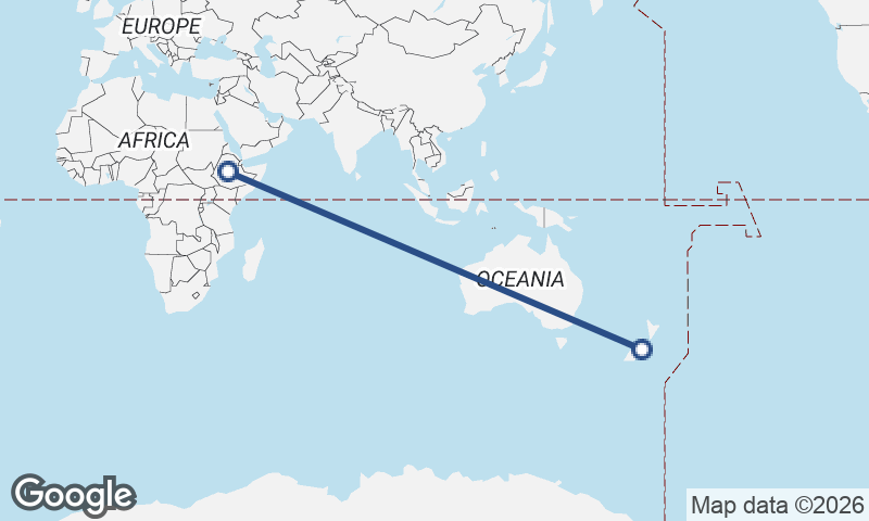 Christchurch to Addis Ababa