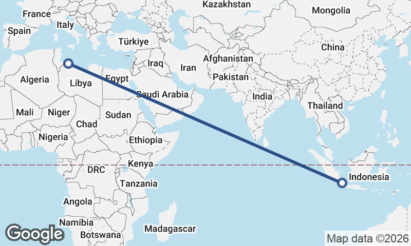 Jakarta to Tripoli