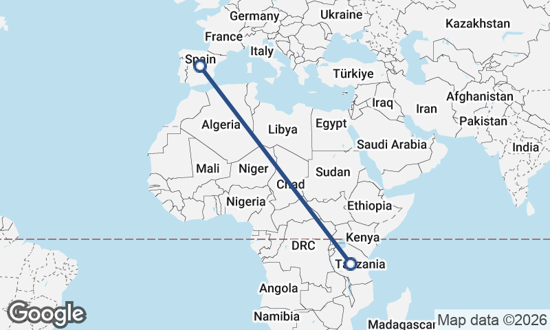 Tanzania to Spain