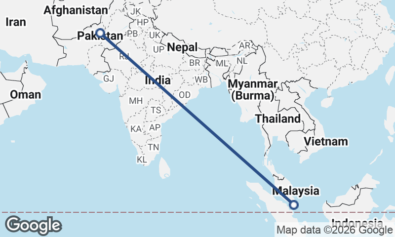 Singapore to Pakistan
