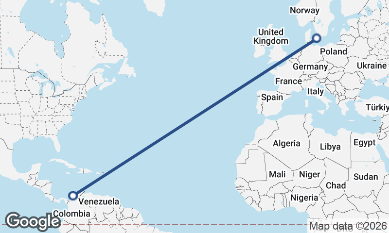 Cartagena to Copenhagen