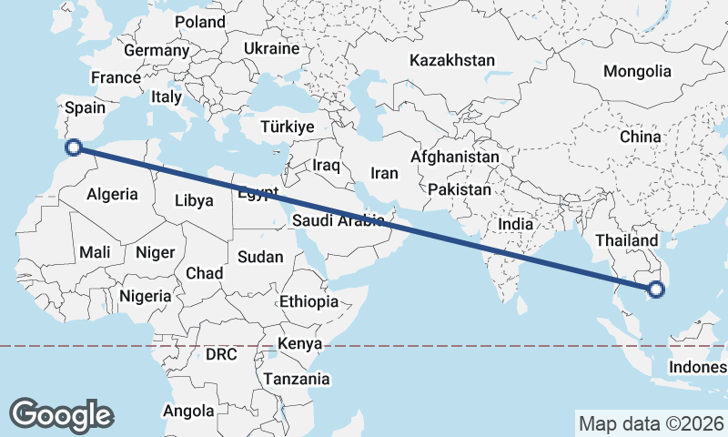 Ho Chi Minh City to Tangier