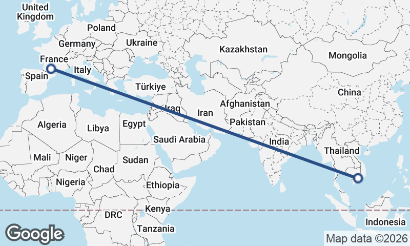 Ho Chi Minh City to Toulouse