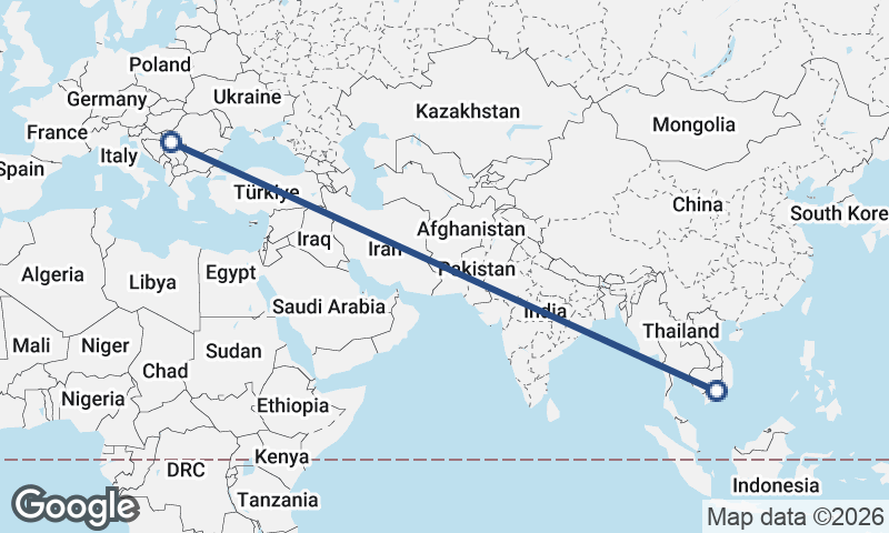 Ho Chi Minh City to Belgrade