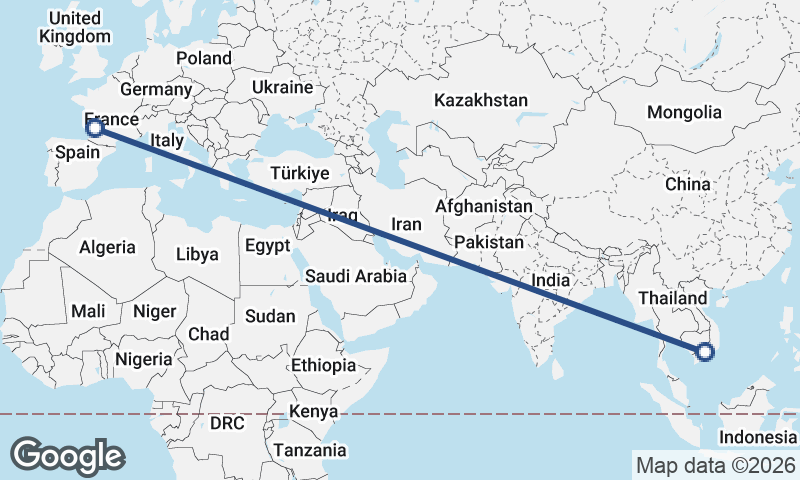 Ho Chi Minh City to Bordeaux