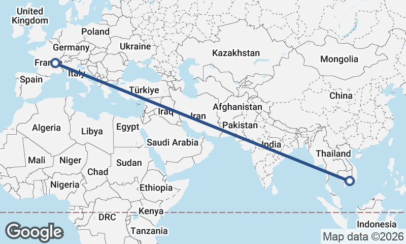 Ho Chi Minh City to Lyon