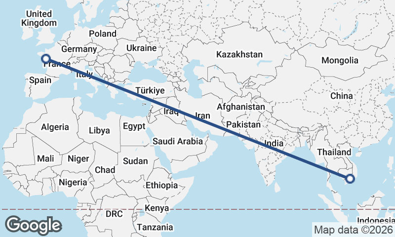 Ho Chi Minh City to Nantes