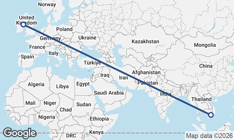 Ho Chi Minh City to Belfast