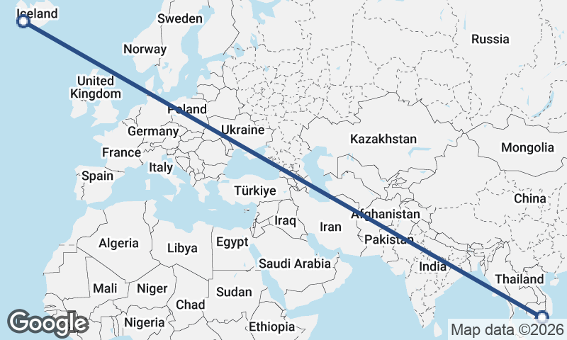 Ho Chi Minh City to Reykjavík