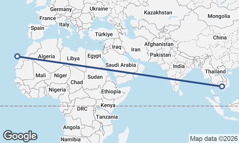 Phnom Penh to Las Palmas de Gran Canaria
