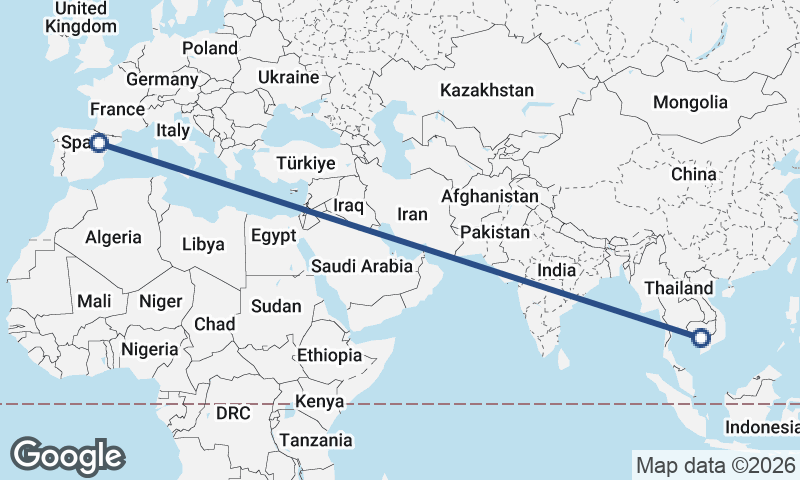 Phnom Penh to Zaragoza