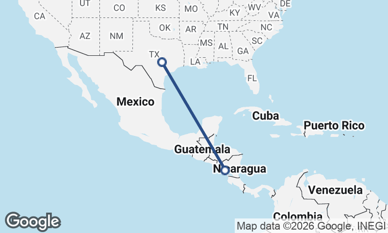 Managua to Austin