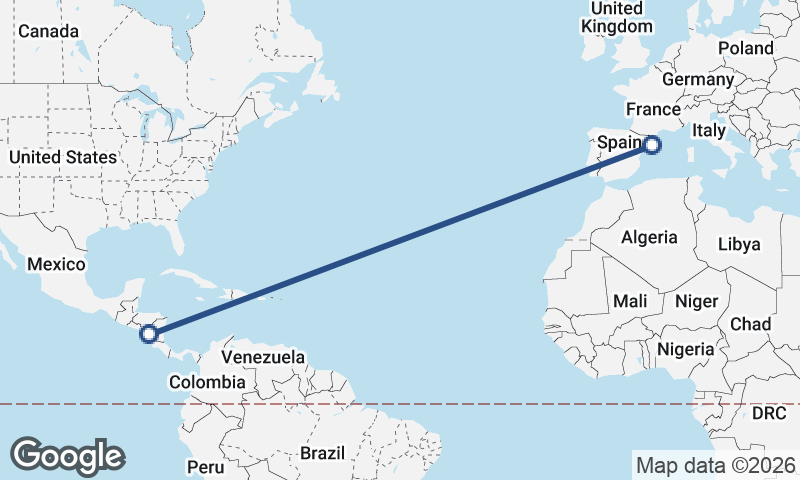 Managua to Barcelona