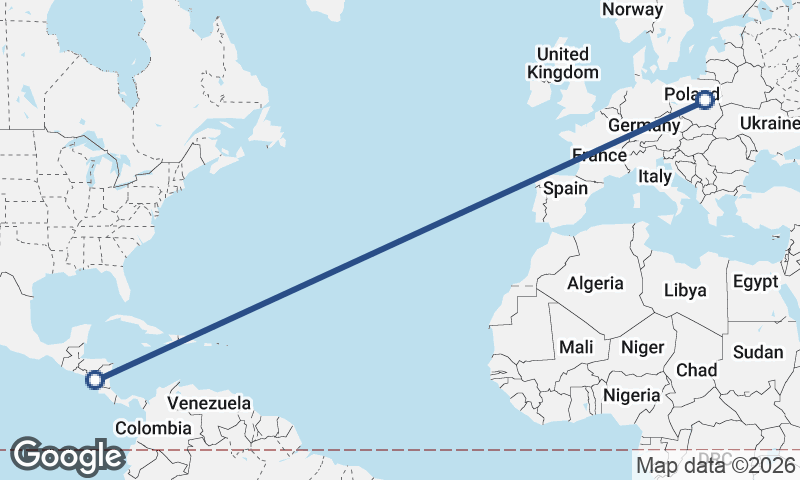 Managua to Warsaw