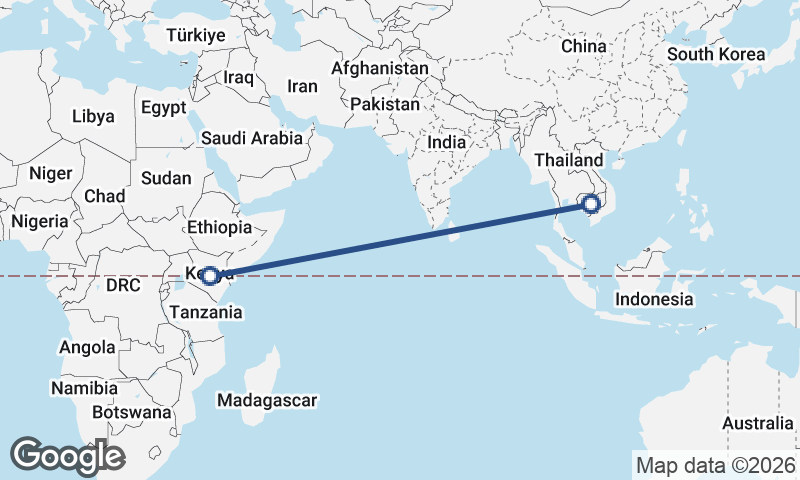 Cambodia to Kenya