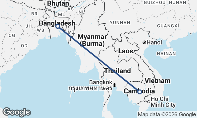 Cambodia to Bangladesh