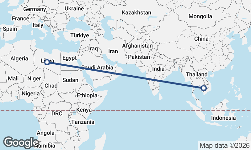 Cambodia to Libya