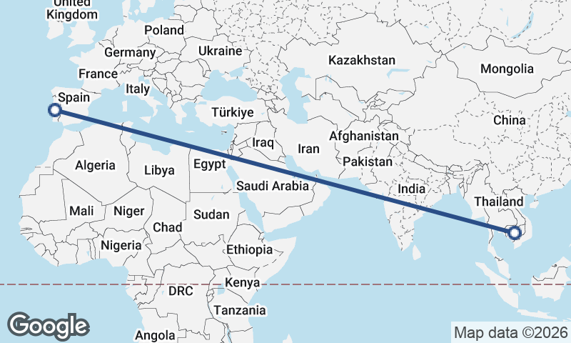 Cambodia to Portugal