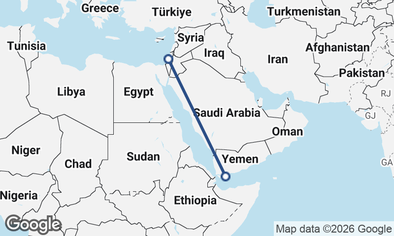 Aden to Tel Aviv-Yafo