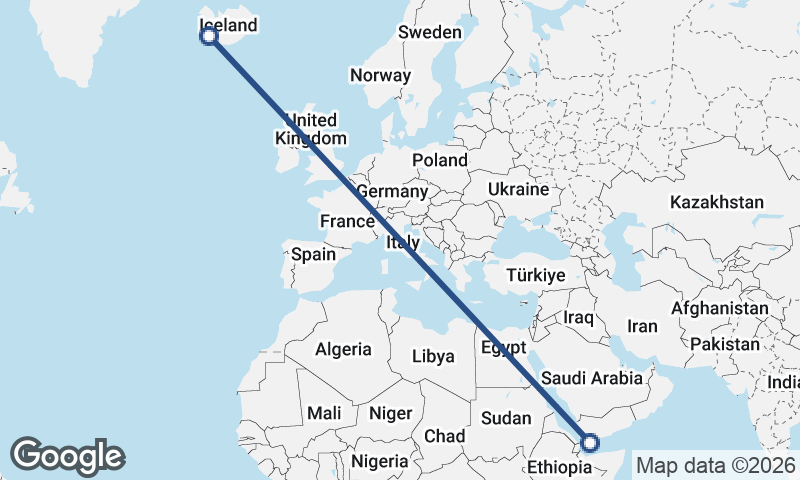 Aden to Reykjavík