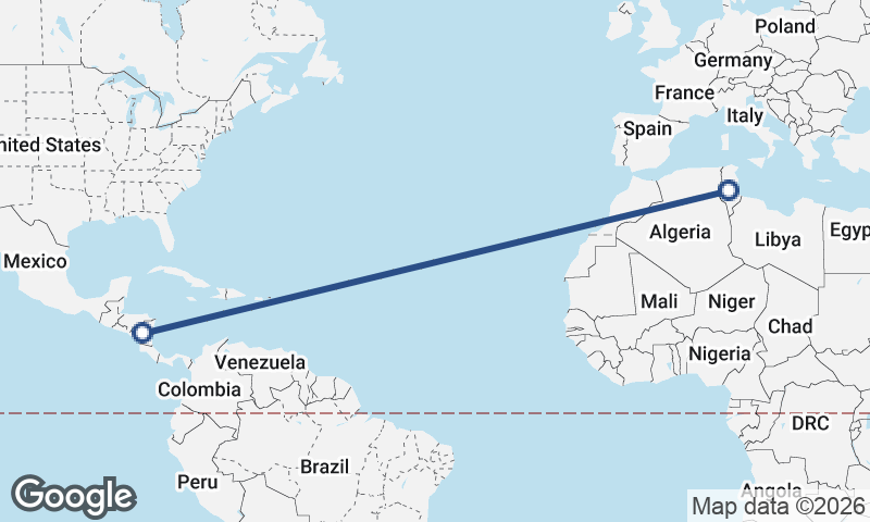 Nicaragua to Tunisia