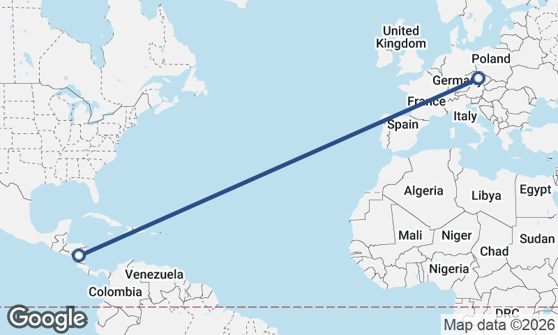 Nicaragua to Czech Republic