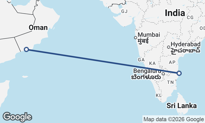 Chennai to Şalālah