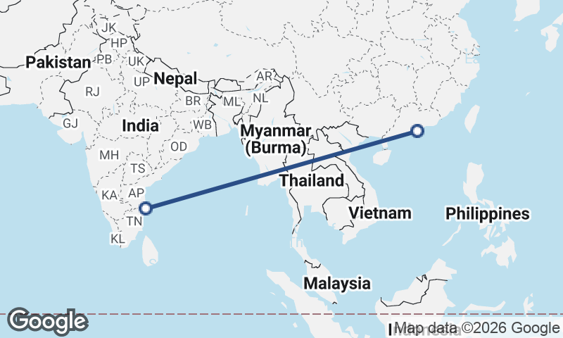 Chennai to Hong Kong