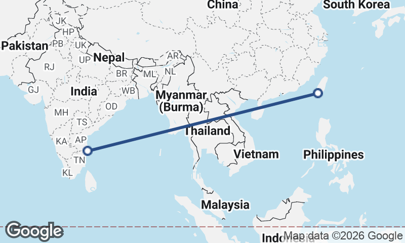 Chennai to Kaohsiung