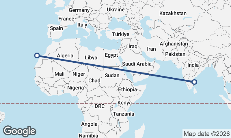 Chennai to Las Palmas de Gran Canaria