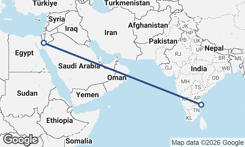 Chennai to Al ‘Aqabah