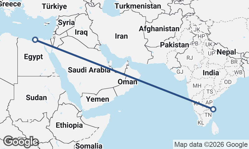 Chennai to Alexandria