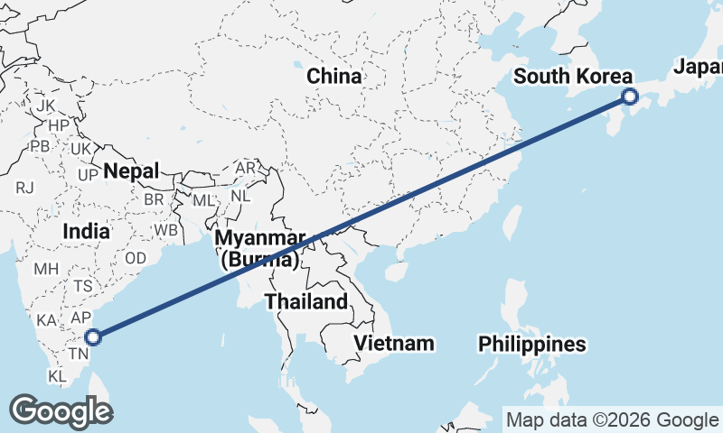 Chennai to Hiroshima