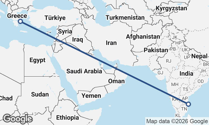 Chennai to Athens