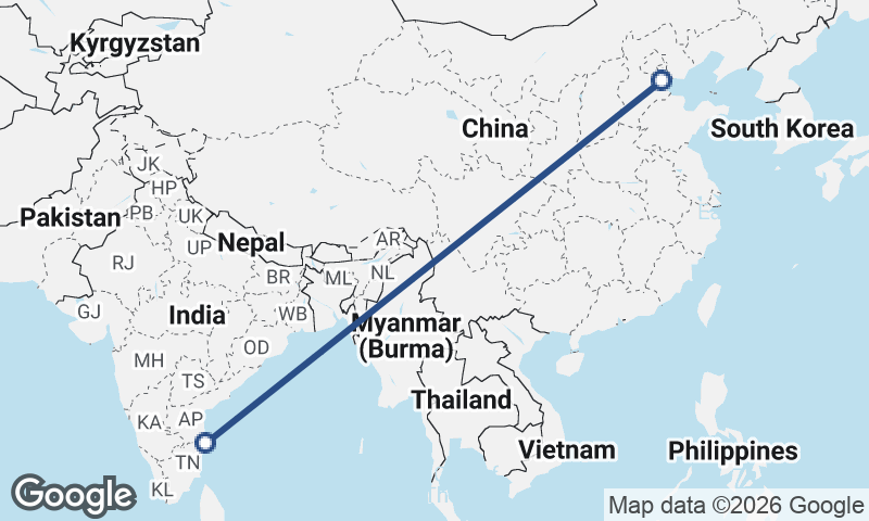 Chennai to Tianjin