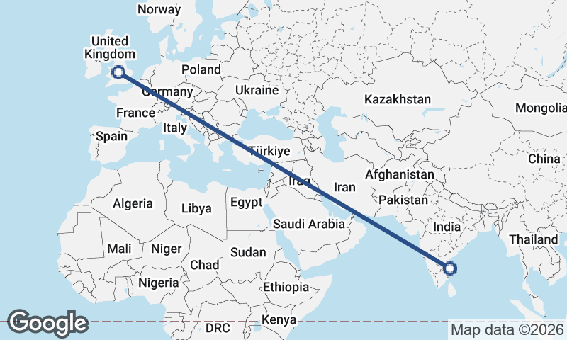 Chennai to Birmingham