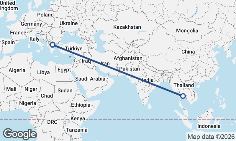 Bangkok to Thessaloníki