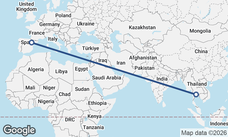 Bangkok to Zaragoza