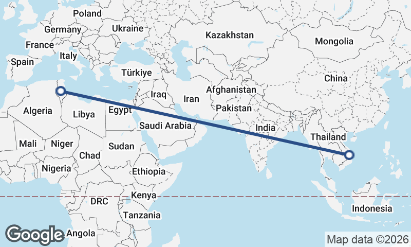 Vietnam to Tunisia