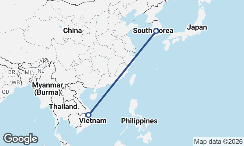 Vietnam to South Korea
