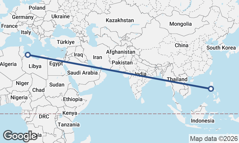 Manila to Tripoli